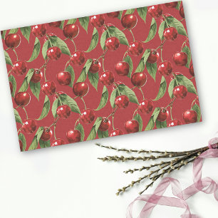 Papel De Seda Cerejas Padrão Vermelho Cereja