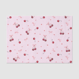 Papel De Seda Cerejas Vermelhas Fofas Corações Laços em Rosa