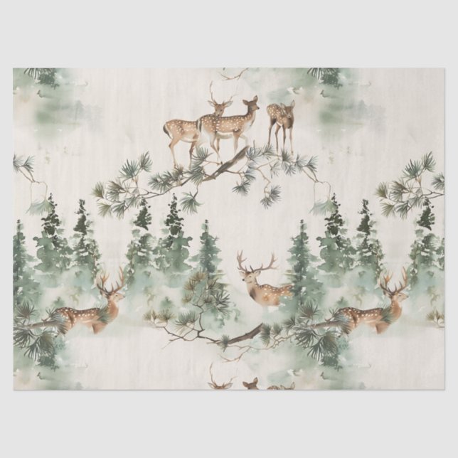 Papel De Seda Cervos modernos aquarela (Frente )