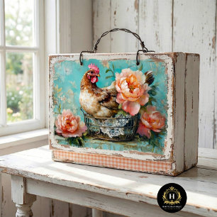 Papel De Seda Cesta de Arame Rústica com Peônias em Decoupage