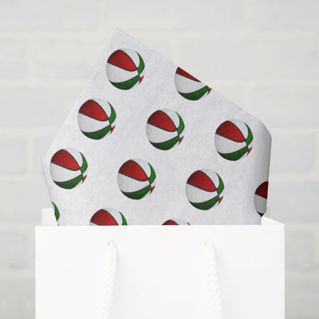 Papel De Seda cesta de basquetebol vermelha e verde padrão (Sacola de presentes)