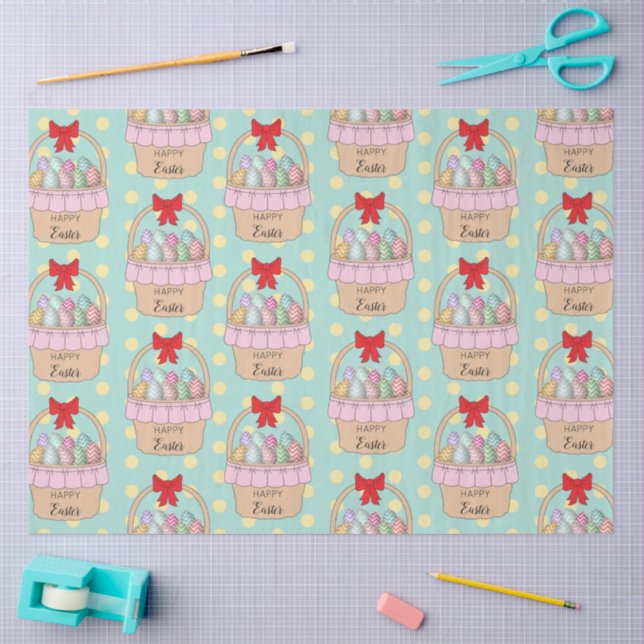 Papel De Seda Cesta de Páscoa e Ovos de Páscoa de Pastel (Arte )