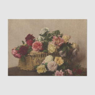 Papel De Seda Cesta de Rosas de Henri Fantin-Latour