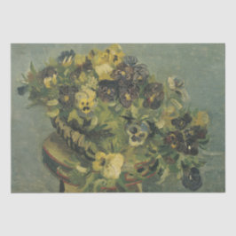 Papel De Seda Cesta dos Pansies em uma mesa pequena por Van Gogh