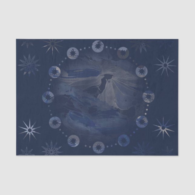 Papel De Seda Céu Azul Escuro Celestial (Frente )