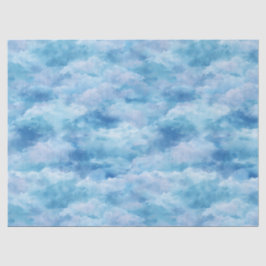 Papel De Seda Céu de névoa azul com padrão abstrato em aquarela 