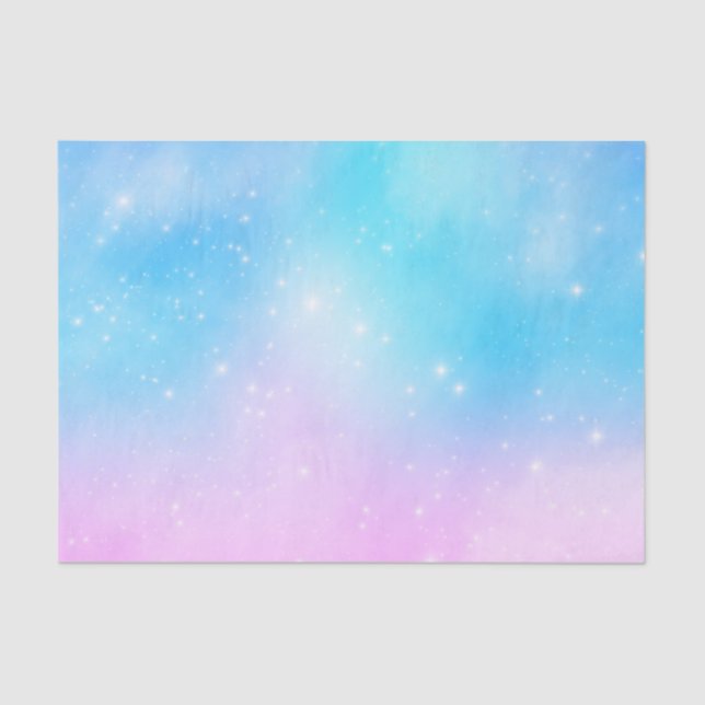 Papel De Seda Céu Gradiente de Pastel Rosa e Azul (Frente )