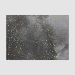 Papel De Seda Céu noturno preto tinta com campo de estrelas dour