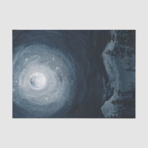 Papel De Seda Céu noturno temperamental lua cheia estrelas monta