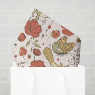 Papel De Seda Chá de Bebê Borboletas e Flores Poéticas Florais