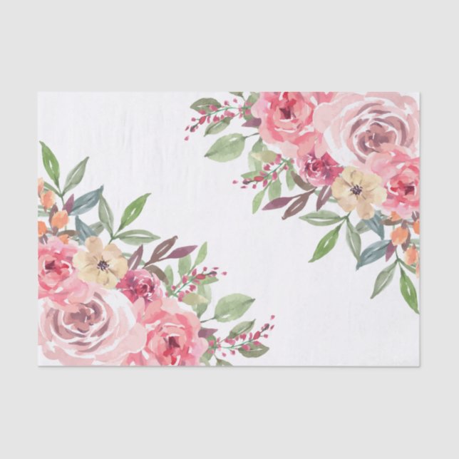 Papel De Seda Chá de Bebê Floral Moderno (Frente )