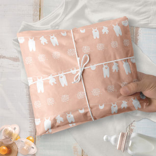Papel De Seda Chá de Bebê Menina Minimalista Rosa Blush