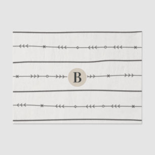 Papel De Seda Chá de Bebê Rústico Boho Chic Monograma Kraft Mode