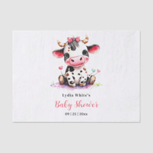 Papel De Seda Chá de Bebê Vaca Minimalista Rosa Menina baby show