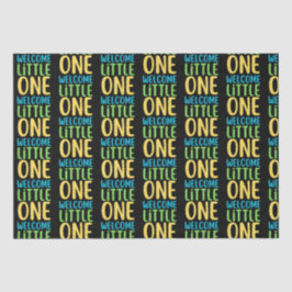 Papel De Seda Chá de fraldas "Bem-vindo Pequeno Um" Preto