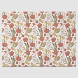 Papel De Seda Chá de fraldas | Borboletas e flores poéticas