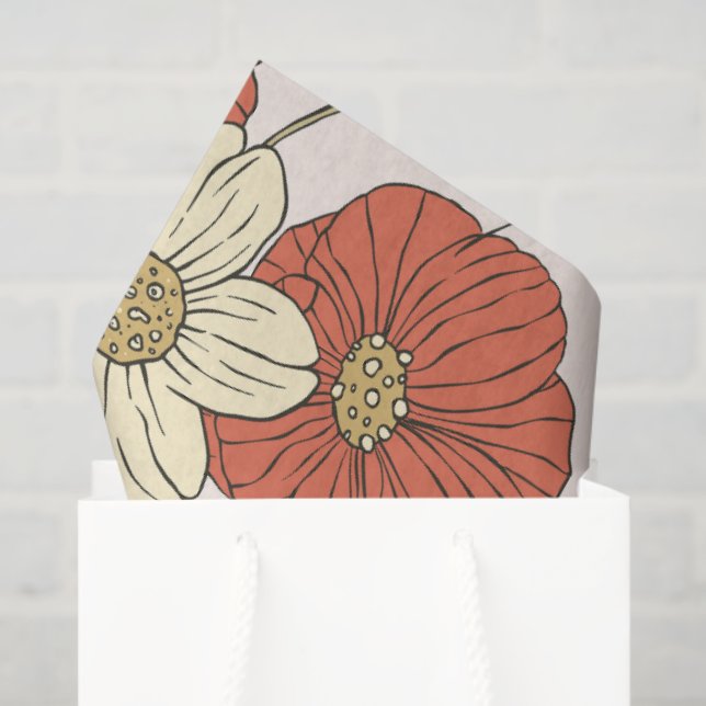 Papel De Seda Chá de fraldas | Borboletas e flores poéticas (Sacola de presentes)