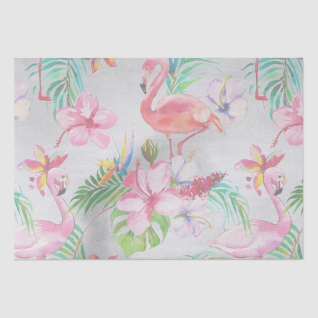 Papel De Seda Chá de fraldas Botânico Tropical Flamingo (Frente )