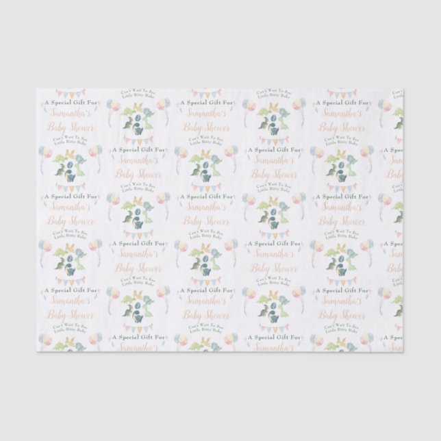 Papel De Seda Chá de fraldas de Aquarela do Dinossauro Cento Per (Frente )