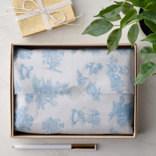 Papel De Seda Chá de fraldas de Urso Branco Azul de Jouy