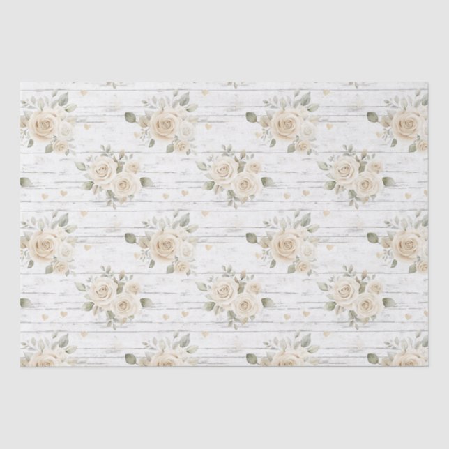 Papel De Seda Chá de Noiva Boho Romântico com Flores Brancas Cre (Frente )