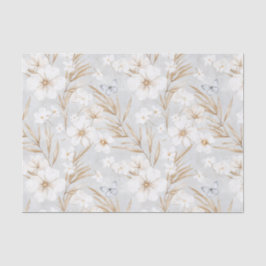 Papel De Seda Chá de Noiva de Flores Creme Branco Borboletas Azu