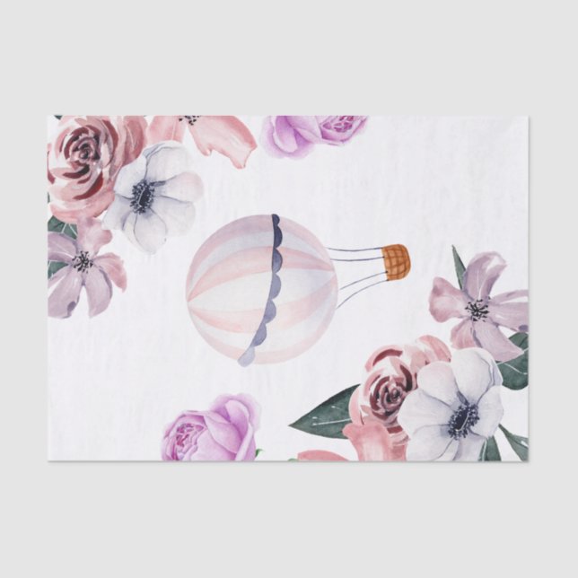 Papel De Seda Chá de Noiva em Balão de Ar Quente Floral (Frente )