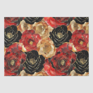 Papel De Seda Chá de Noiva Floral Preto Dourado 