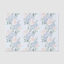 Papel De Seda Chá de Noiva Flores Azuis Rosadas Românticas