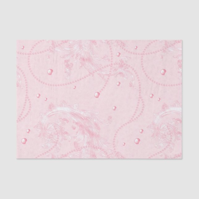 Papel De Seda Chá de Noiva Rosa Soft Elegantes Pérolas (Frente )