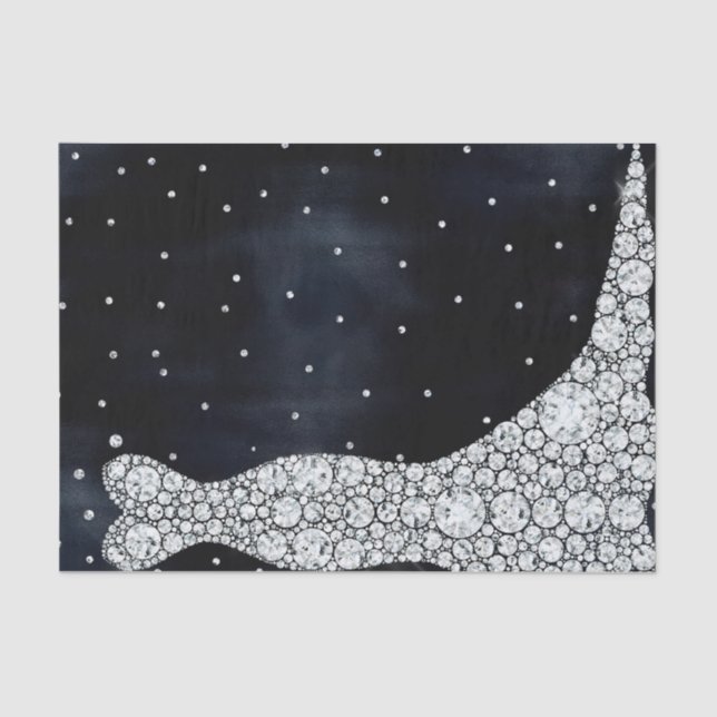 Papel De Seda Chá de panela Azul Moderno de Casamento de Diamant (Frente )