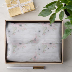 Papel De Seda Chá de panela bonito de Flores Brancas Rosa