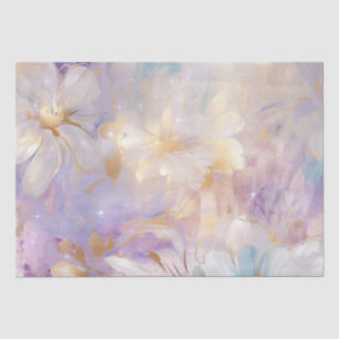 Papel De Seda Chá de panela Floral de Glam Dourado Roxo lavanda