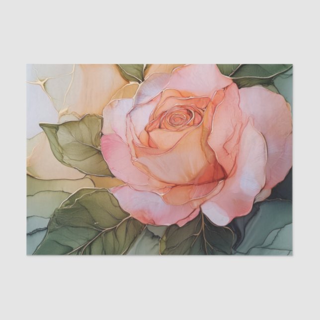 Papel De Seda Chá de panela Floral Rosa (Frente )