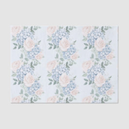 Papel De Seda Chá de panela Romântico de Flores Azuis Rosa