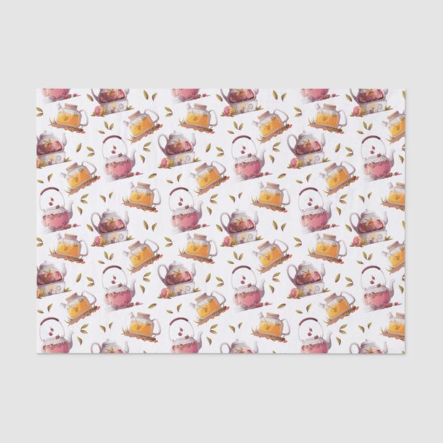 Papel De Seda Chaleiras e Chás Deixam Aquarela (Frente )