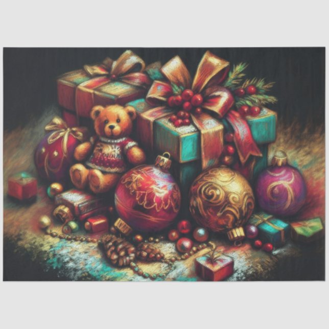 Papel De Seda Chalk Desenhando o Urso de Natal Ornando Doces Pre (Frente )