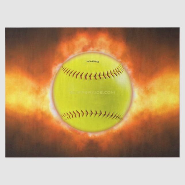 Papel De Seda Chamas de bola de fogo de softball amarelo do Slip (Frente )