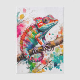 Papel De Seda Chameleão de Aquarela Vibrante - Arte da Selva Arc