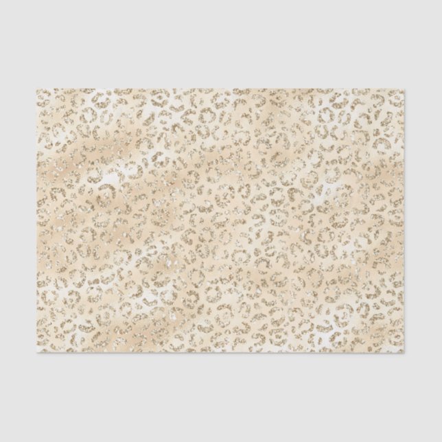 Papel De Seda Champagne Faux Glitter Leopard Print (Frente )