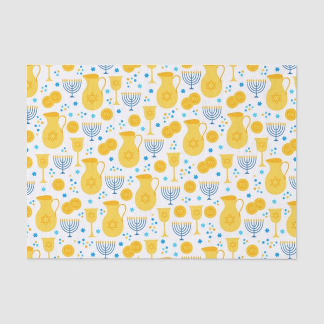 Papel De Seda Chanukah Menorahs Gelt White (Frente )