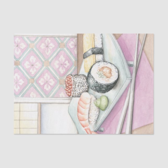 Papel De Seda Chapa de Sushi com Chopsticks (Frente )