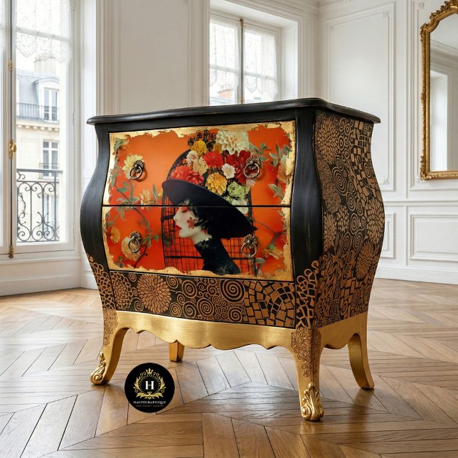 Papel De Seda Chapéu de Birdage Floral Amarelo-Laranja Vibrante (Criador carregado)