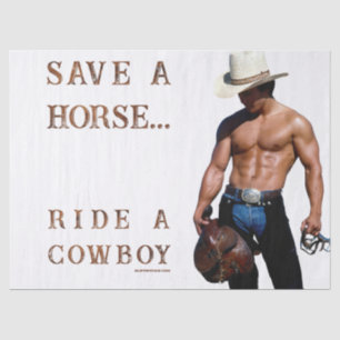 Papel De Seda Chapéu de cowboy de palha save horse SlipperyJoe's