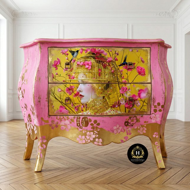 Papel De Seda Chapéu de gaiola de pássaros floral amarelo brilha (Criador carregado)