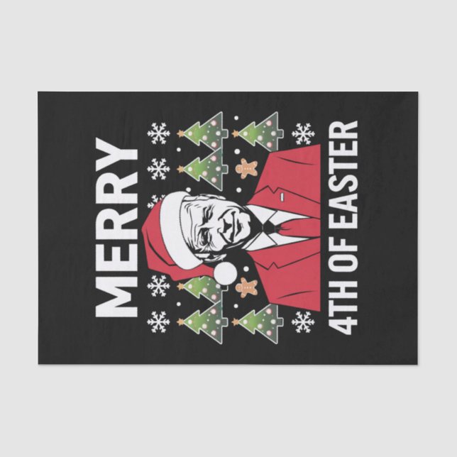 Papel De Seda Chapéu de Natal de Joe Biden Merry 4 de Páscoa  (Frente )