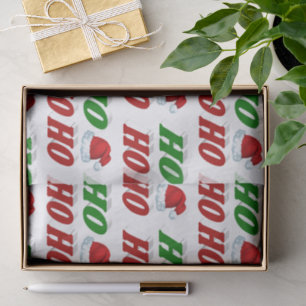 Papel De Seda Chapéu de Papai Noel Ho Ho Ho Natal tipografia ver