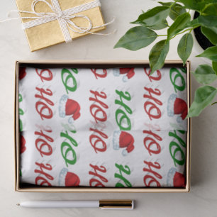 Papel De Seda Chapéu de Papai Noel Ho Ho Ho Natal vermelho verde