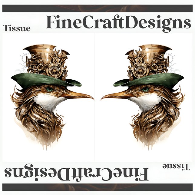 Papel De Seda Chapéu Decoupage de Pássaro Fofo Steampunk Engrena (Criador carregado)