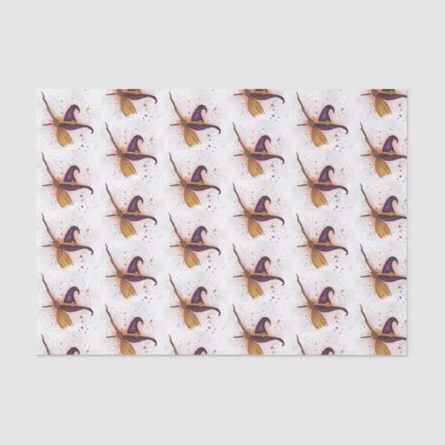 Papel De Seda Chapéu e vassoura de bruxa (Frente )